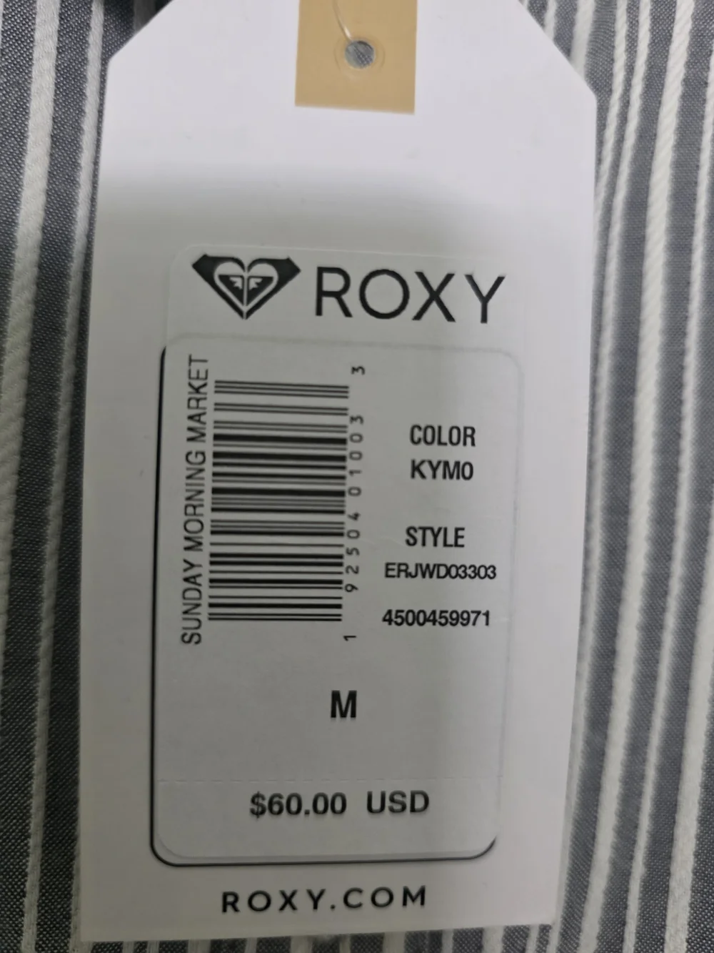 Roxy Women’s Gray & White Stripe Button-Front Shirt Dress Medium 19" P2P - Picture 5 of 7